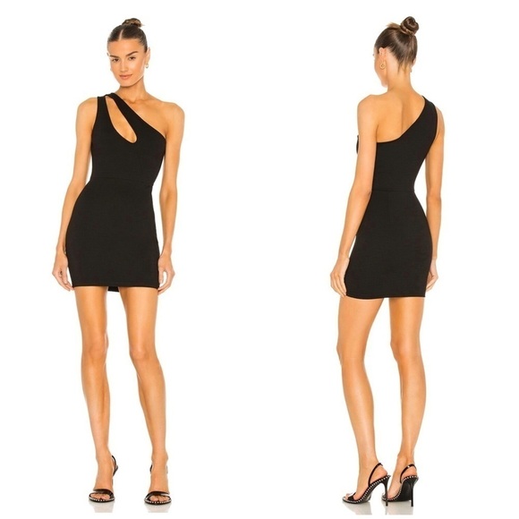 Superdown Nava Asymmetrical Mini Dress Black S - Picture 1 of 8
